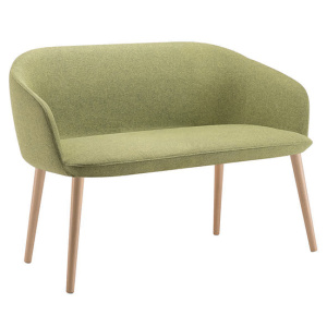 Canapé MILOS 2 places tissu enduit piètement bois incolore - L118xP58xH78 cm