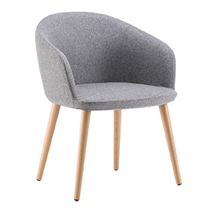 Fauteuil MILOS tissu enduit piètement bois incolore - L60xP58xH78 cm