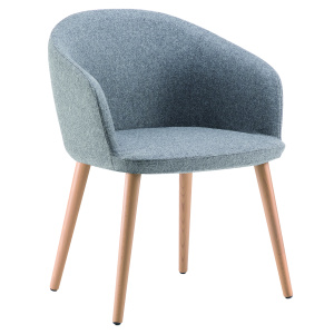 Fauteuil MILOS tissu enduit piètement bois incolore - L60xP58xH78 cm