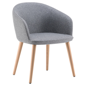 Fauteuil MILOS tissu enduit piètement bois incolore - L60xP58xH78 cm