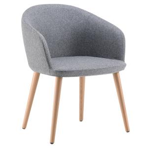 Fauteuil MILOS tissu enduit piètement bois incolore - L60xP58xH78 cm