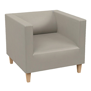 Fauteuil ARGO LIGHT WOOD tissu enduit piètement bois incolore - L75xP75xH68 cm