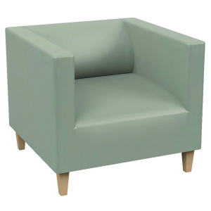 Fauteuil ARGO LIGHT WOOD tissu enduit piètement bois incolore - L75xP75xH68 cm