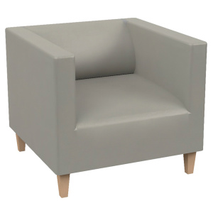 Fauteuil ARGO LIGHT WOOD tissu enduit piètement bois incolore - L75xP75xH68 cm