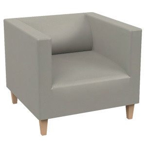 Fauteuil ARGO LIGHT WOOD tissu enduit piètement bois incolore - L75xP75xH68 cm