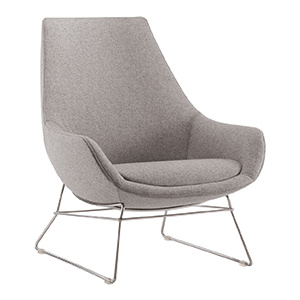 Fauteuil CRYSTAL LOUNGE tissu STEP MELANGE piètement fil chromé - L75xP80xH91,5 cm