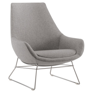 Fauteuil CRYSTAL LOUNGE tissu STEP MELANGE piètement fil chromé - L75xP80xH91,5 cm