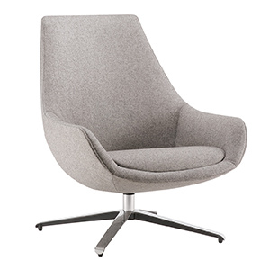 Fauteuil CRYSTAL LOUNGE tissu STEP MELANGE piètement étoile aluminium chromé - L83xP83xH89,5 cm