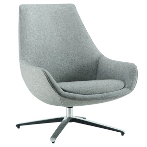 Fauteuil CRYSTAL LOUNGE tissu STEP MELANGE piètement étoile aluminium chromé - L83xP83xH89,5 cm