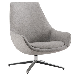 Fauteuil CRYSTAL LOUNGE tissu STEP MELANGE piètement étoile aluminium chromé - L83xP83xH89,5 cm