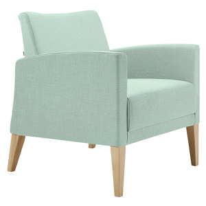 Fauteuil CASSIS tissu enduit piètement bois - L68xP71xH78cm