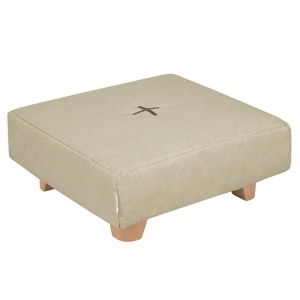 Pouf carré COCOON - pied en bois - L60xP60xH23 cm - Beige