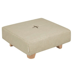 Pouf carré COCOON - pied en bois - L60xP60xH23 cm - Beige