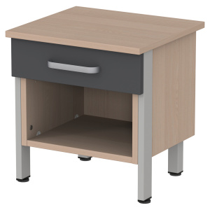 Chevet CUBIK 1 tiroir mélaminé piètement époxy - L45xP40,5xH47,5 cm