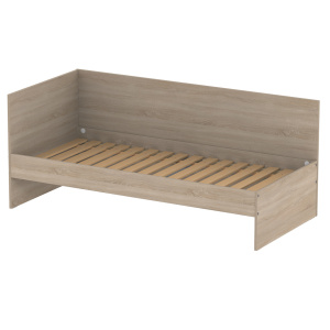 Lit HABITAT tête de lit haute avec lisse mélaminé sommier à lattes rigides H34 cm - 80x190 cm