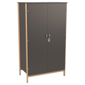 Armoire VERCORS II 2 portes moraillon tout penderie mélaminé et bois incolore - L104xP61xH185 cm - Ardoise