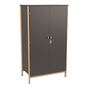 Armoire VERCORS II 2 portes moraillon tout penderie mélaminé et bois incolore - L104xP61xH185 cm - Ardoise