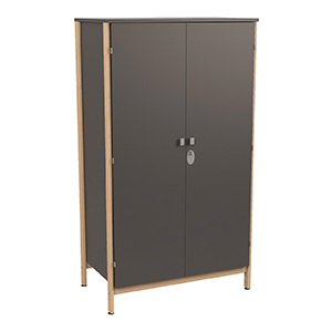 Armoire VERCORS II 2 portes moraillon tout penderie mélaminé et bois incolore - L104xP61xH185 cm - Ardoise