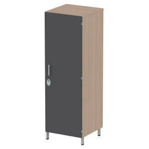 Armoire CUBIK 1 porte moraillon charnière à droite 1/2 penderie et lingerie mélaminé et époxy - L60xP60xH184 cm