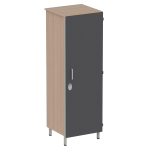 Armoire CUBIK 1 porte moraillon charnière à gauche 1/2 penderie et lingerie mélaminé et époxy - L60xP60xH184 cm
