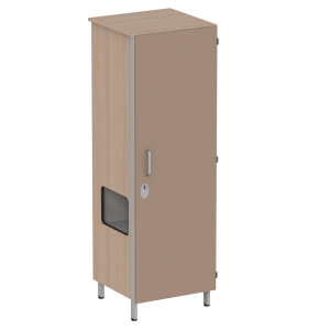 Armoire CUBIK 1 porte moraillon niche à gauche 1/2 penderie et lingerie mélaminé et époxy - L60xP60xH184 cm