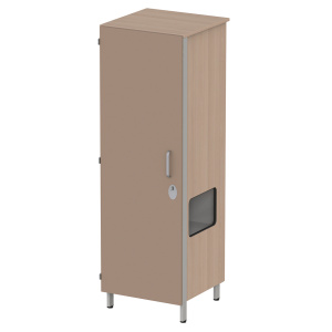 Armoire CUBIK 1 porte moraillon niche à droite 1/2 penderie et lingerie mélaminé et époxy - L60xP60xH184 cm