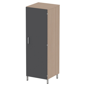 Armoire CUBIK 1 porte charnière à droite 1/2 penderie et lingerie mélaminé et époxy - L60xP60xH184 cm