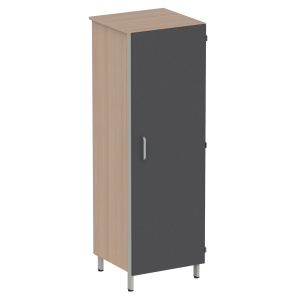 Armoire CUBIK 1 porte charnière à gauche 1/2 penderie et lingerie mélaminé et époxy - L60xP60xH184 cm