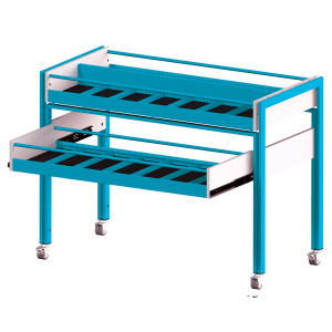 Bac à CD/DVD ITO mobile 14 cases + tiroir époxy et mélaminé - L123xP60xH92,7 cm