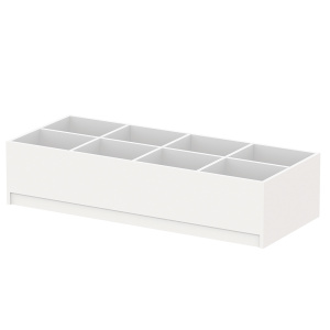 Bac bas à BD mobile 8 cases mélaminé - L122xP50xH27,5 cm