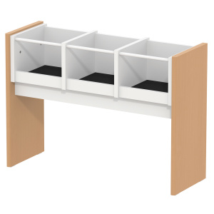 Bac à BD enfants 3 cases mélaminé et plaqué hêtre tube époxy - L98xP33,5xH70,5 cm