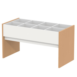Bac à BD enfants 8 cases mélaminé et plaqué hêtre - L127xP62,5xH70,5 cm