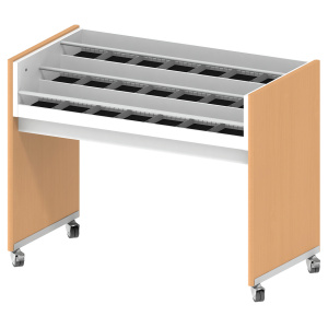 Bac à CD/DVD NORDIC mobile plaqué hêtre - L118,3xP62,5xH92,8 cm
