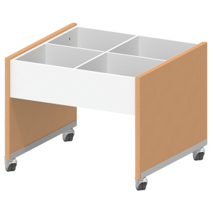 Bac à albums enfant NORDIC mobile plaqué hêtre - L72,5xP75xH60 cm
