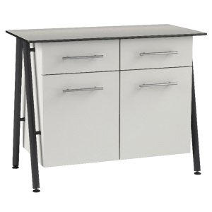 Buffet ELLA 2 portes 2 tiroirs mélaminé plateau compact piètement époxy - L106xP54xH92 cm