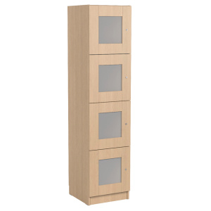 Colonne de rangement 4 cases avec portes mélaminé et PMMA - L50xP50xH210,7 cm