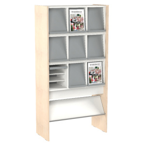 Meuble à périodiques ONISEP 9 portes époxy panneaux et tablettes mélaminé - L90xP42xH177 cm