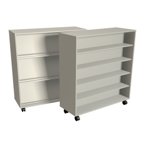 Présentoir PICCOLO mobile double face mélaminé - L120xP45xH131,8 cm