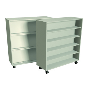 Présentoir PICCOLO mobile double face mélaminé - L120xP45xH131,8 cm