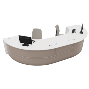 Banque 2 places ONDINE quart de cercle mélaminé et stratifié - L518xP150xH75 cm