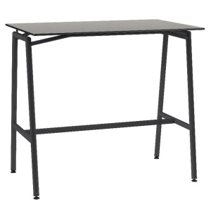 Mange-debout ELLA plateau stratifié compact chant âme noire piètement époxy - 120x80 cm - H110 cm