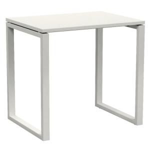Table ACADÉMIA plateau ép.24 mm stratifié chant ABS piètement rectangulaire époxy - 80x60 cm - T6 - Blanc craie/blanc RAL 9016