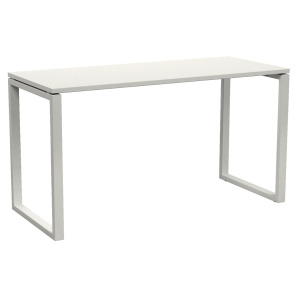 Table ACADÉMIA plateau ép.24 mm stratifié chant ABS piètement rectangulaire époxy - 140x60 cm - T6 - Blanc craie/blanc RAL 9016