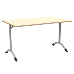 Table SARA DL plateau antibruit ép.24 mm stratifié chant bois piètement époxy - 140x80 cm - T6