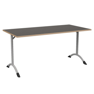 Table SARA DL plateau antibruit ép.24 mm stratifié chant bois piètement époxy - 160x80 cm - T6