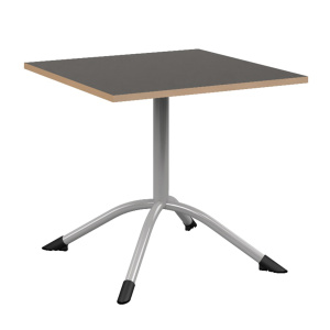 Table SARA plateau antibruit ép.24 mm stratifié chant bois piètement central époxy - 80x80 cm - T6