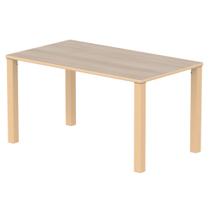 Table CARRÉA plateau ép.24 mm stratifié chant bois piètement bois - 140x80 cm - T6