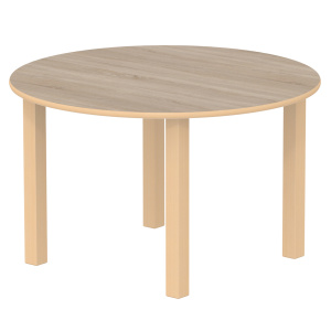 Table CARRÉA plateau ép.24 mm stratifié chant bois piètement bois - D120 cm - T6