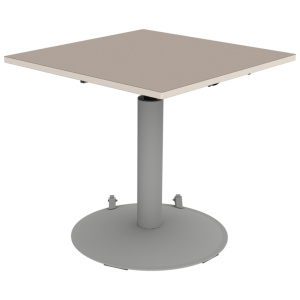 Table MANO HR mobile plateau ép.24 mm stratifié chant bois piètement époxy - 80x80 cm - H67-90 cm