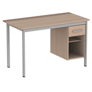 Bureau CUBIK 1 tiroir à droite plateau ép.19 mm mélaminé chant ABS piètement époxy - 120x62 cm - T6